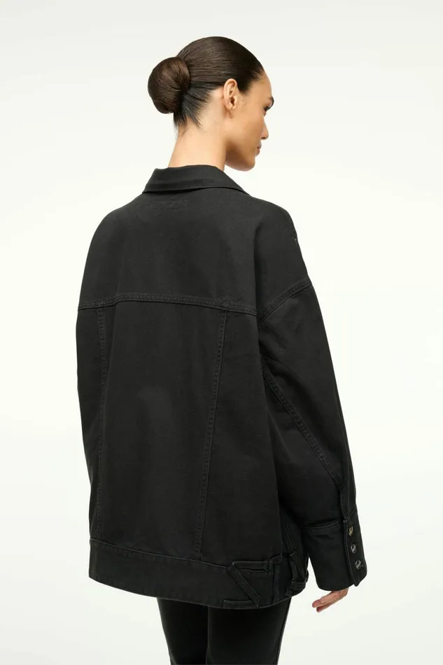 STAUD WRANGLER THE BIGGEST JEAN JACKET Black Women Denim STAUD WRANGLER THE BIGGEST JEAN JACKET Black Women Denim