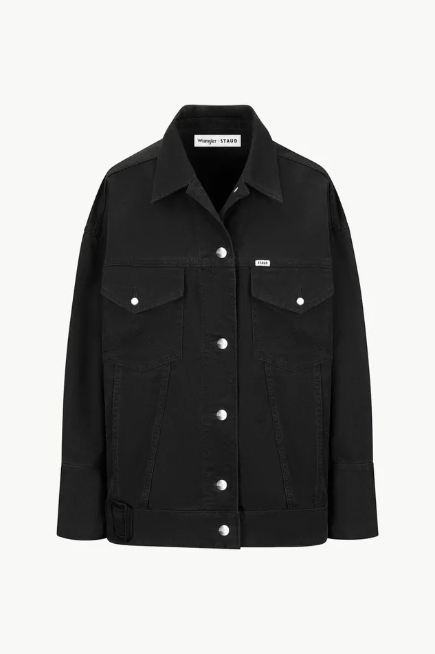 STAUD WRANGLER THE BIGGEST JEAN JACKET Black Women Denim STAUD WRANGLER THE BIGGEST JEAN JACKET Black Women Denim