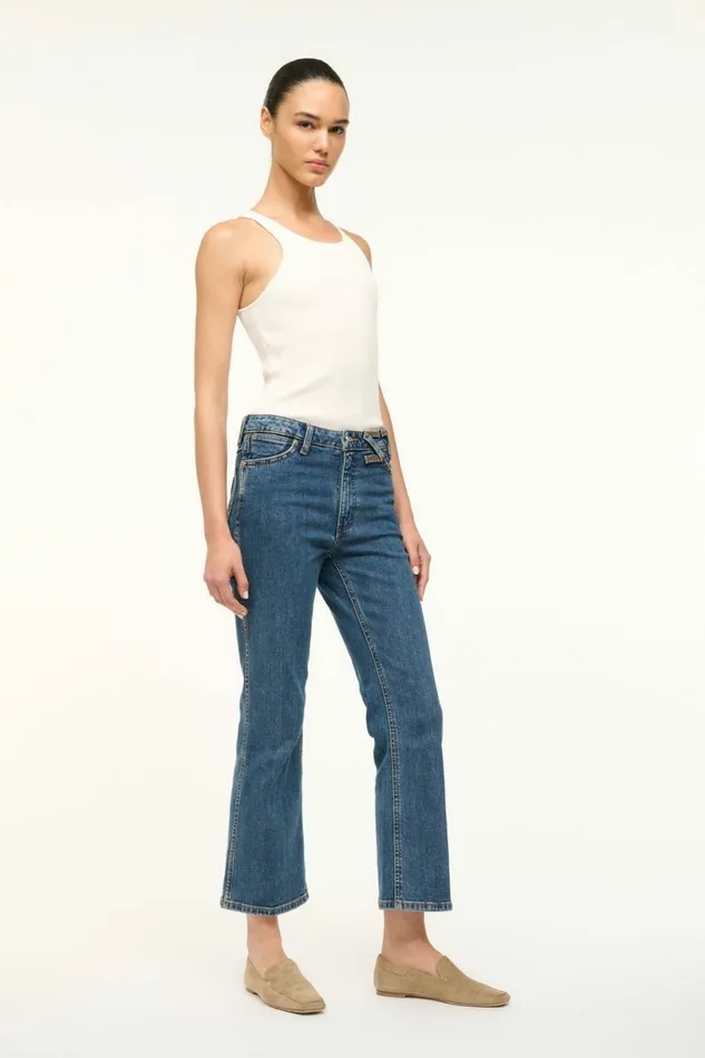 STAUD WRANGLER THE CROPPED BOOT JEAN Indigo Wash Women Denim STAUD WRANGLER THE CROPPED BOOT JEAN Indigo Wash Women Denim