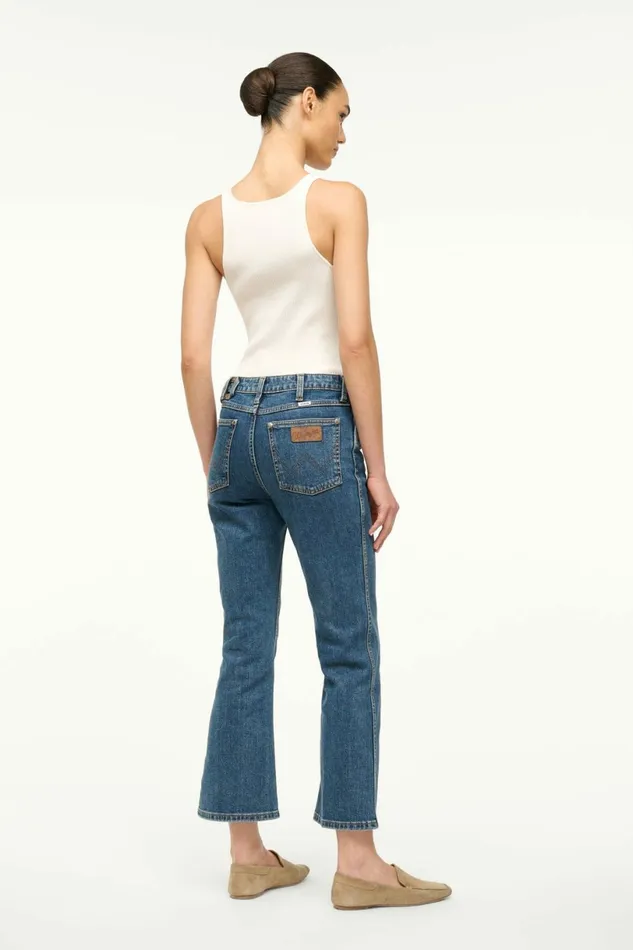 STAUD WRANGLER THE CROPPED BOOT JEAN Indigo Wash Women Denim STAUD WRANGLER THE CROPPED BOOT JEAN Indigo Wash Women Denim