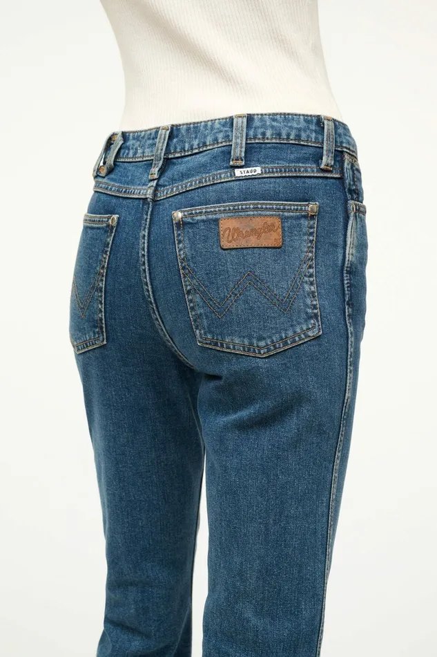 STAUD WRANGLER THE CROPPED BOOT JEAN Indigo Wash Women Denim STAUD WRANGLER THE CROPPED BOOT JEAN Indigo Wash Women Denim
