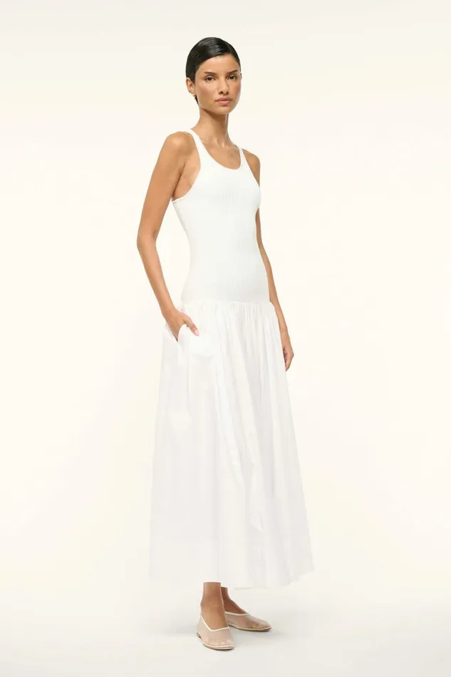 STAUD YAMILA DRESS White Women Dresses STAUD YAMILA DRESS White Women Dresses