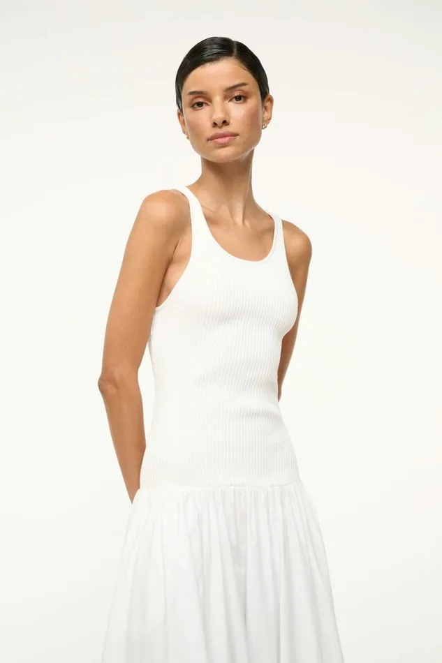 STAUD YAMILA DRESS White Women Dresses STAUD YAMILA DRESS White Women Dresses