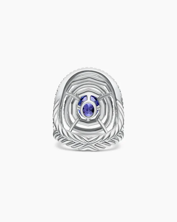 Stax Stone Ring In 18K White Gold With Diamonds And Tanzanite 30mm Women David Yurman Statement Stax Stone Ring In 18K White Gold With Diamonds And Tanzanite 30mm Women David Yurman Statement