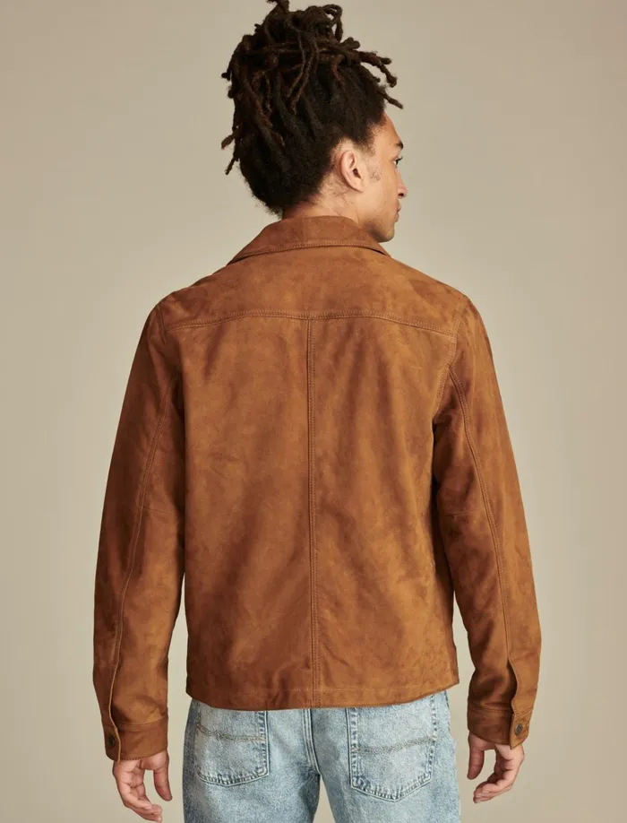 Suede Shirt Jacket Dark Tan Men Lucky Brand Jackets and Outerwear