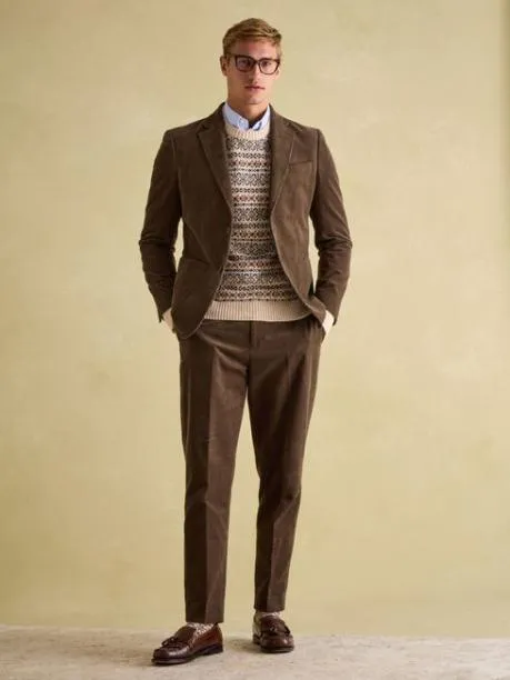 Suits and Tailoring Men Joules Green Corduroy Slim Fit Suit Trousers
