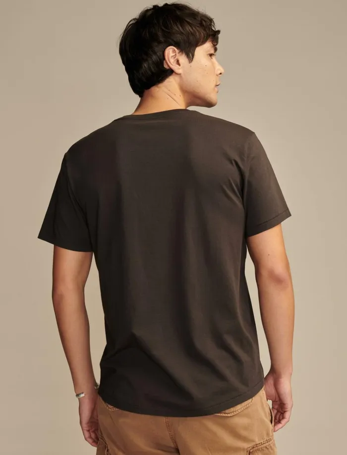 Supima Short Sleeve V Neck Jet Black Men Lucky Brand Shirts and Tops