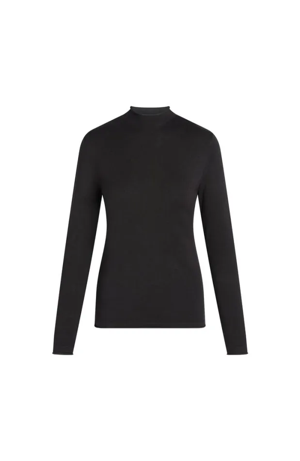 SWEATERS Women Liverpool Los Angeles MOCK NECK ROLLED HEM LONG SLEEVE SWEATER Black