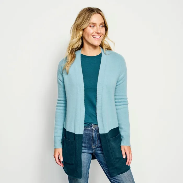 Sweaters Women Orvis Cashmere Colorblock Cardigan Mineral Blueneptune Blue