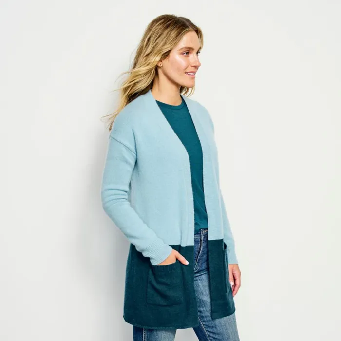 Sweaters Women Orvis Cashmere Colorblock Cardigan Mineral Blueneptune Blue