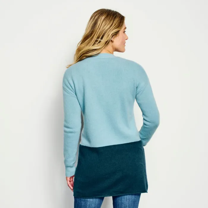 Sweaters Women Orvis Cashmere Colorblock Cardigan Mineral Blueneptune Blue
