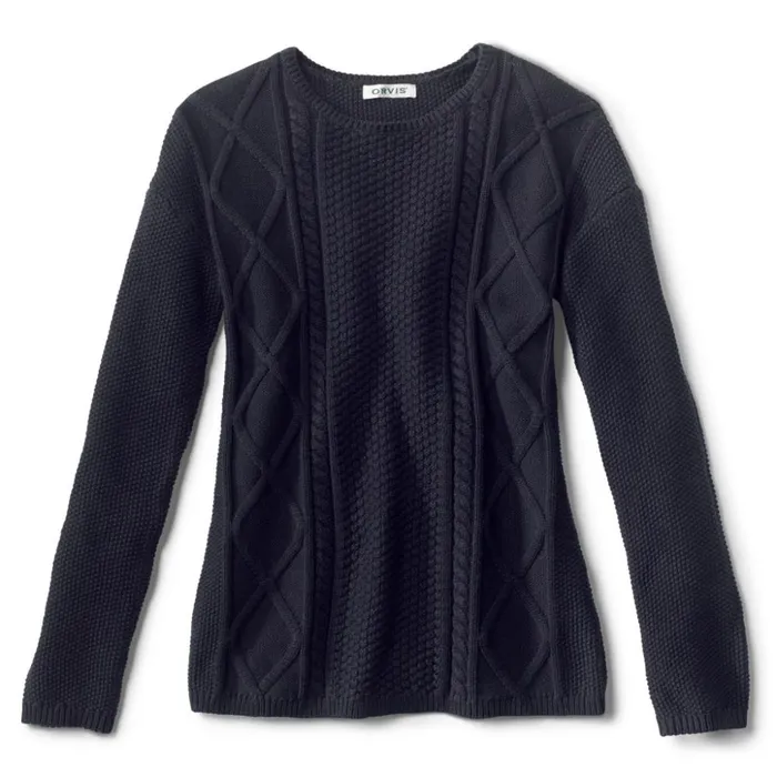 Sweaters Women Orvis Cotton Cable Crew Sweater Navy