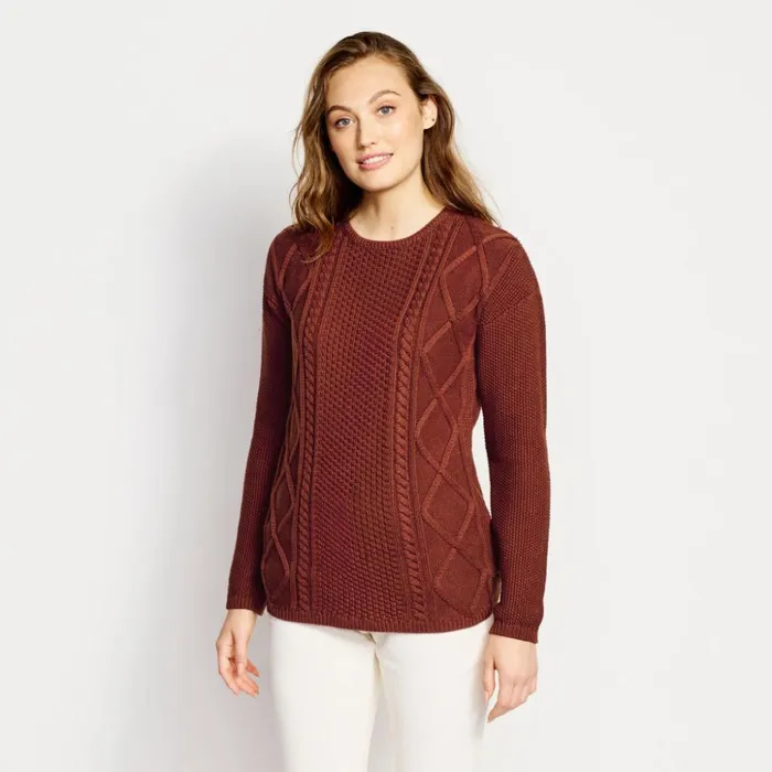 Sweaters Women Orvis Cotton Cable Crew Sweater Navy