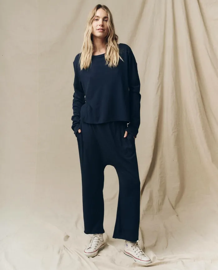 Sweatpants Women The Great The Jersey Crop True Navy Sweatpants Women The Great The Jersey Crop True Navy