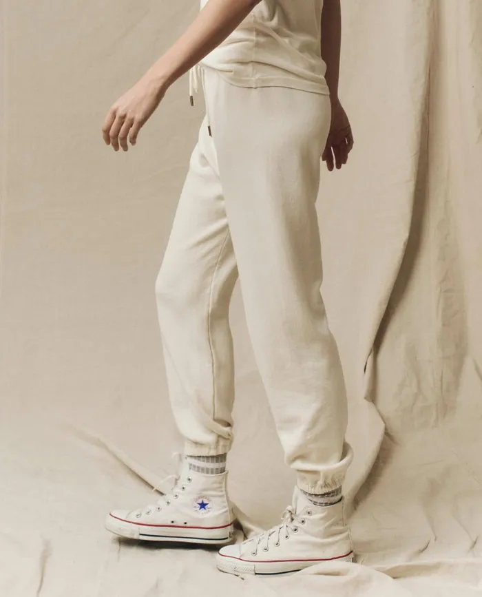 Sweatpants Women The Great The Stadium Sweatpant Solid Washed White Sweatpants Women The Great The Stadium Sweatpant Solid Washed White