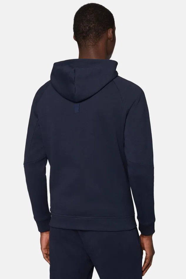 Sweatshirts And Joggers Men Boggi Milano Light Recycled Scuba Hooded Sweatshirt Navy Blue