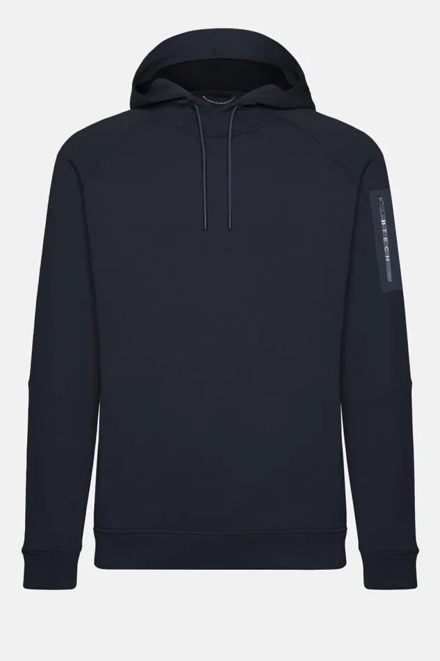 Sweatshirts And Joggers Men Boggi Milano Light Recycled Scuba Hooded Sweatshirt Navy Blue