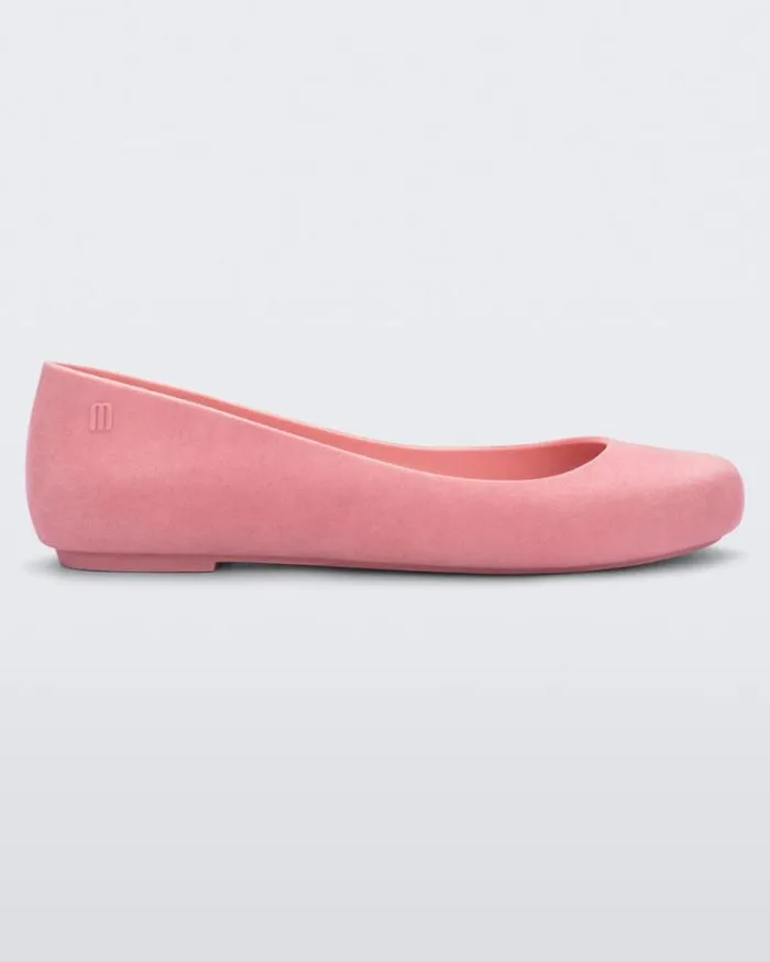 Sweet Love Velvet Pink Flocked Women Melissa Flats