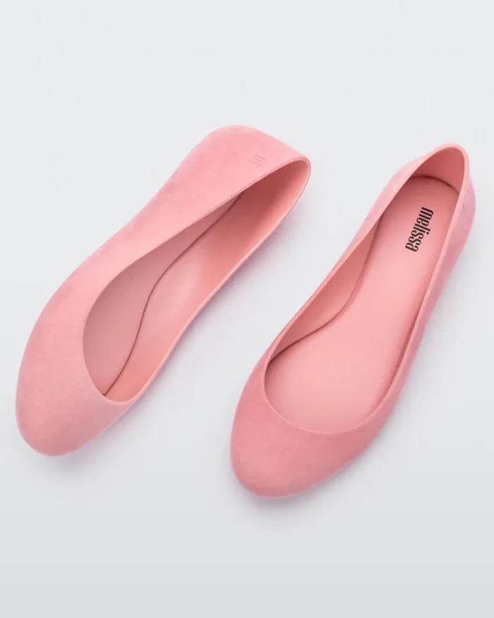 Sweet Love Velvet Pink Flocked Women Melissa Flats