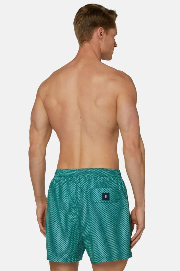 Swim Shorts Men Boggi Milano Micro Logo Print Swimsuit Green Swim Shorts Men Boggi Milano Micro Logo Print Swimsuit Green