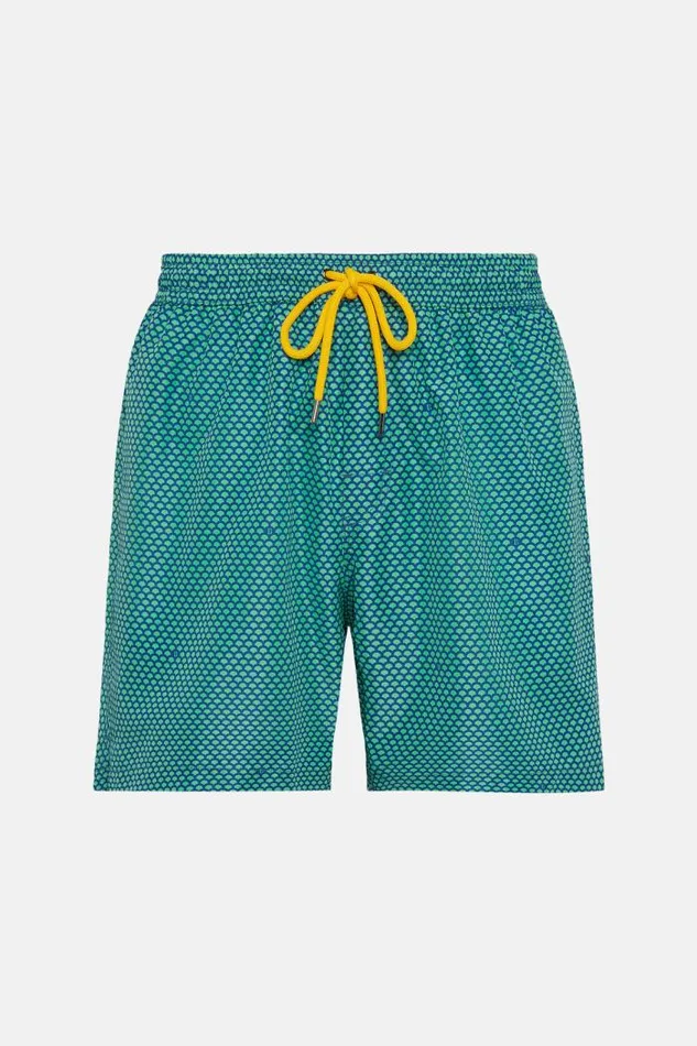 Swim Shorts Men Boggi Milano Micro Logo Print Swimsuit Green Swim Shorts Men Boggi Milano Micro Logo Print Swimsuit Green