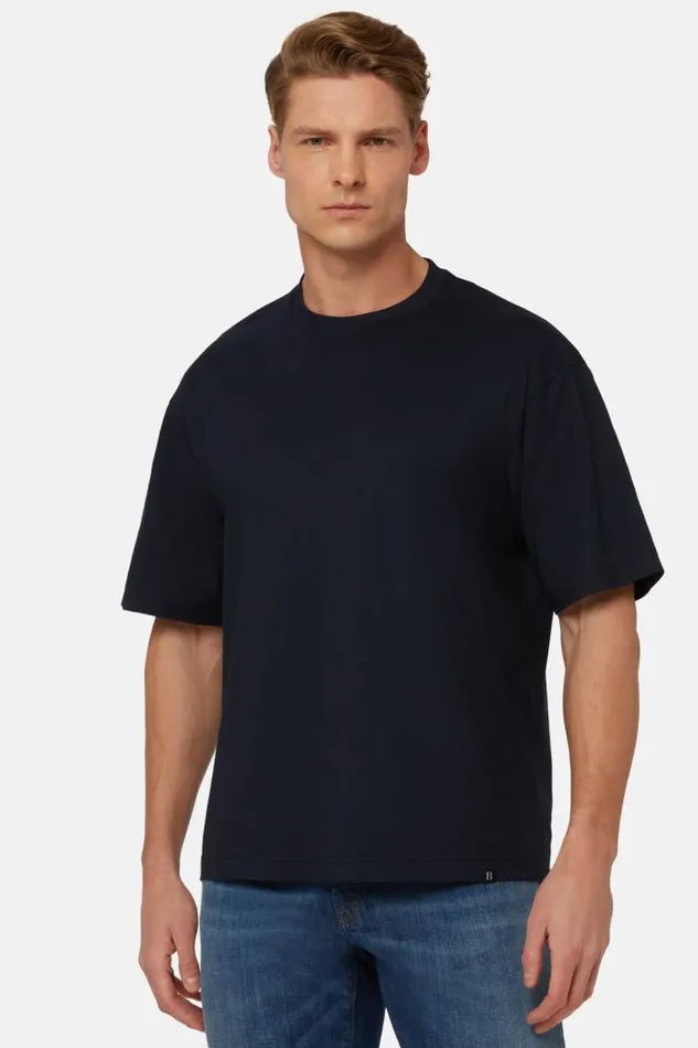 TShirts Men Boggi Milano TShirt In Sustainable Performance Jersey Navy Blue TShirts Men Boggi Milano TShirt In Sustainable Performance Jersey Navy Blue