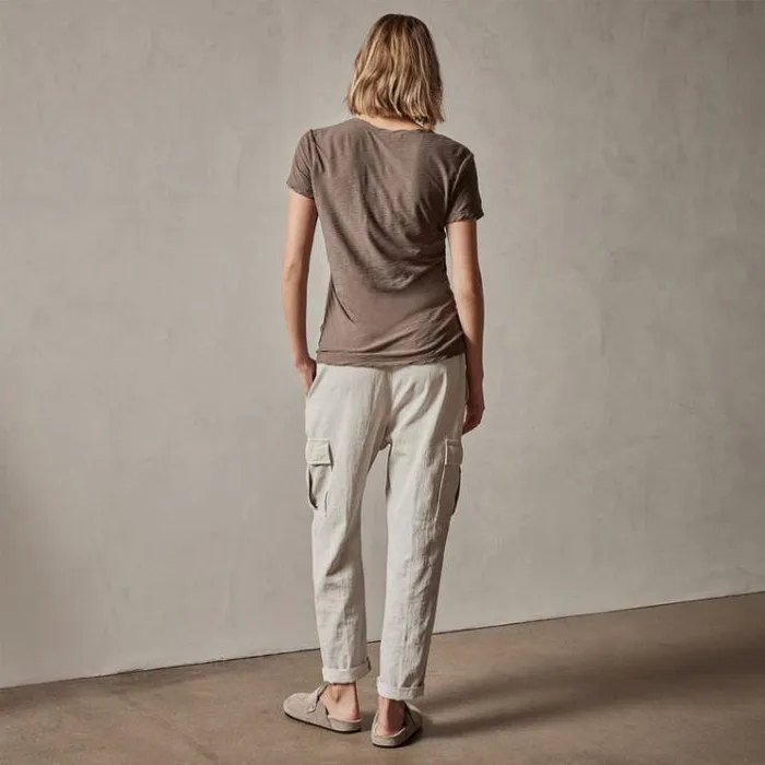 TShirts Women James Perse Sheer Slub Casual V Neck Burro