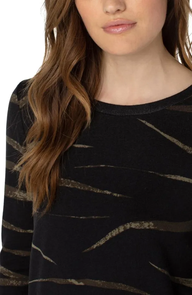 TSHIRTS Women Liverpool Los Angeles 34 SLEEVE KNIT TEE Black Forest Abstract Animal