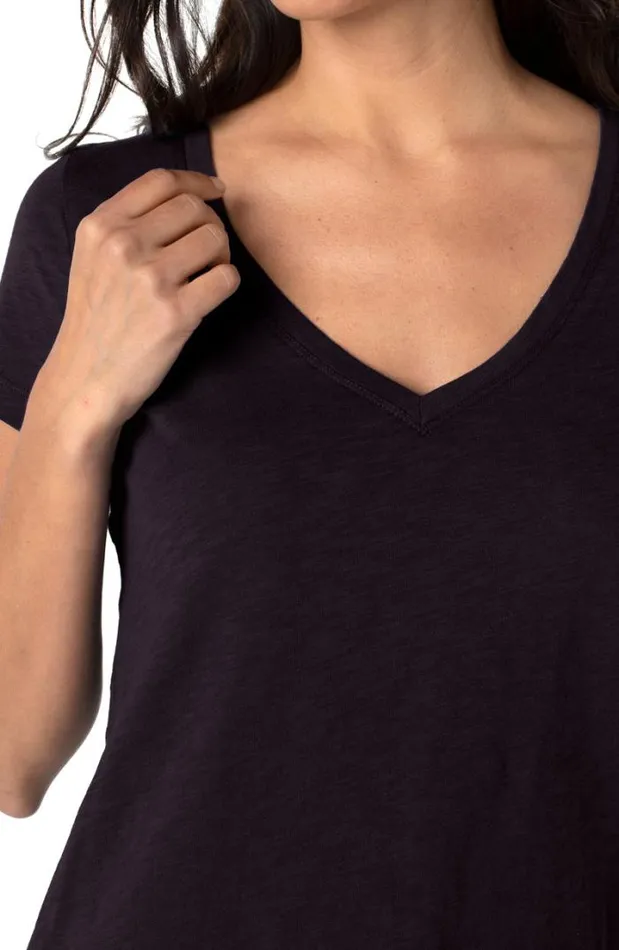 TSHIRTS Women Liverpool Los Angeles VNECK SLUB KNIT TEE Black