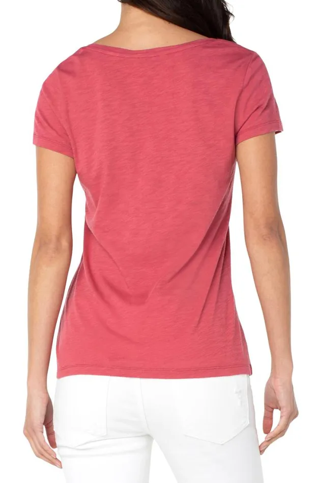 TSHIRTS Women Liverpool Los Angeles VNECK SLUB KNIT TEE Desert Blossom