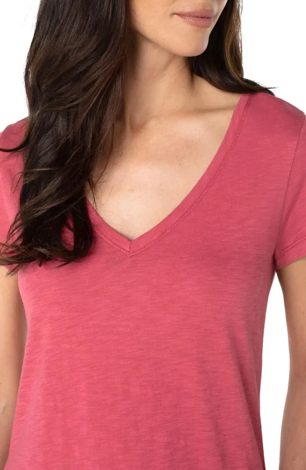 TSHIRTS Women Liverpool Los Angeles VNECK SLUB KNIT TEE Desert Blossom