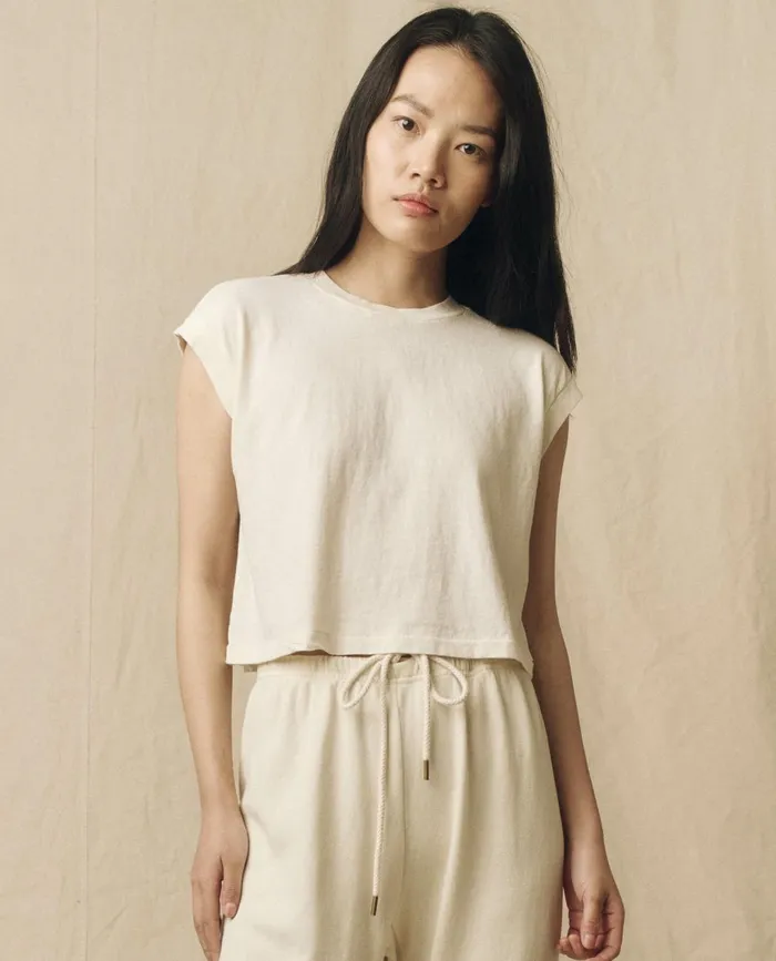 Tees Women The Great The Square Tee Washed White Tees Women The Great The Square Tee Washed White