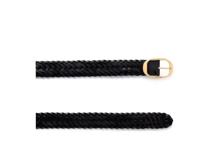 TOM FORD Belts Men WOVEN LEATHER OVAL BELT Black