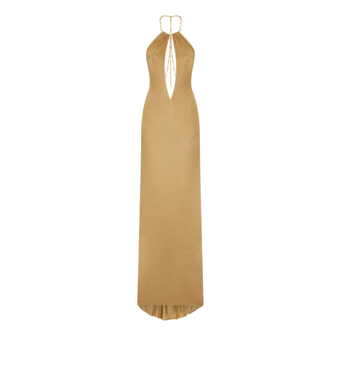 TOM FORD Dresses Women LUSTROUS HALTER NECK EVENING DRESS Gold