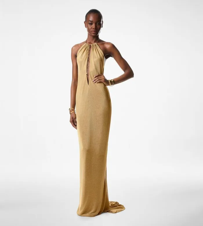TOM FORD Dresses Women LUSTROUS HALTER NECK EVENING DRESS Gold TOM FORD Dresses Women LUSTROUS HALTER NECK EVENING DRESS Gold