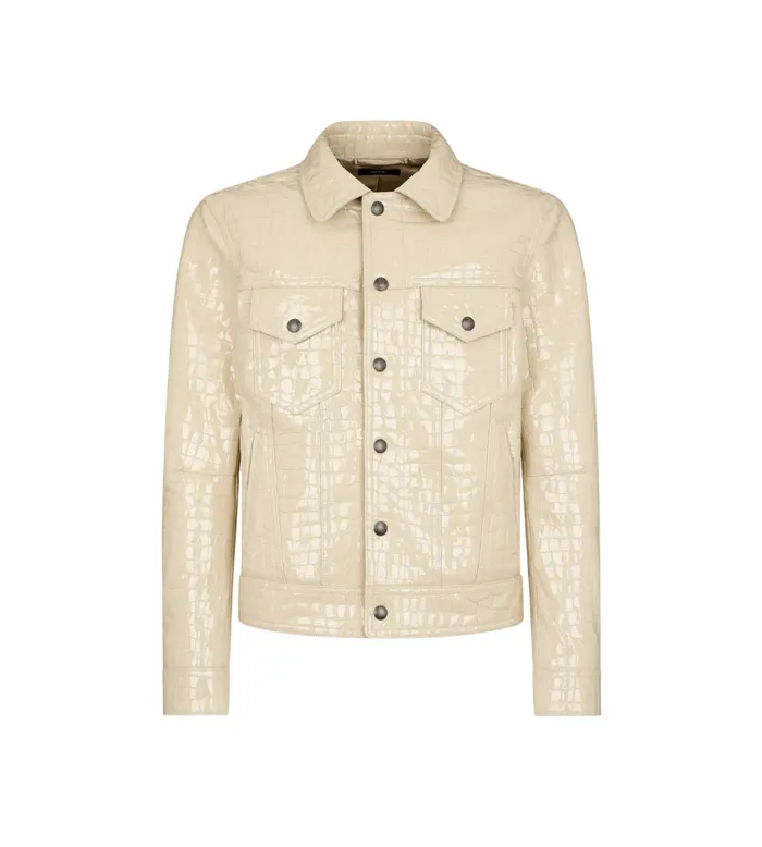 TOM FORD Outerwear Men PATENT STAMPED CROC JEAN JACKET
