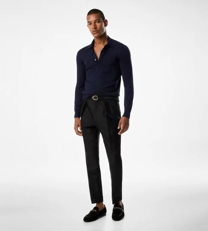 TOM FORD Shirts Men FINE GAUGE MERINO POLO Indigo TOM FORD Shirts Men FINE GAUGE MERINO POLO Indigo