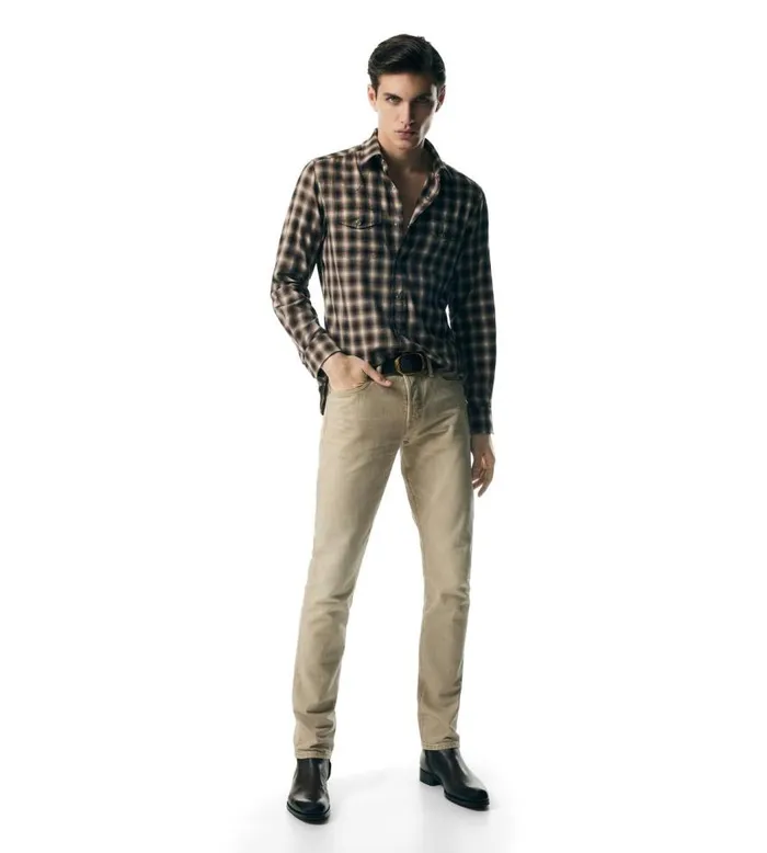 TOM FORD Shirts Men WESTERN CHECK SHIRT Combo Brown TOM FORD Shirts Men WESTERN CHECK SHIRT Combo Brown
