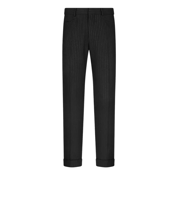 TOM FORD Suits Men LUREX JACQUARD STRIPE ATTICUS WESTERN POCKET TROUSER Black