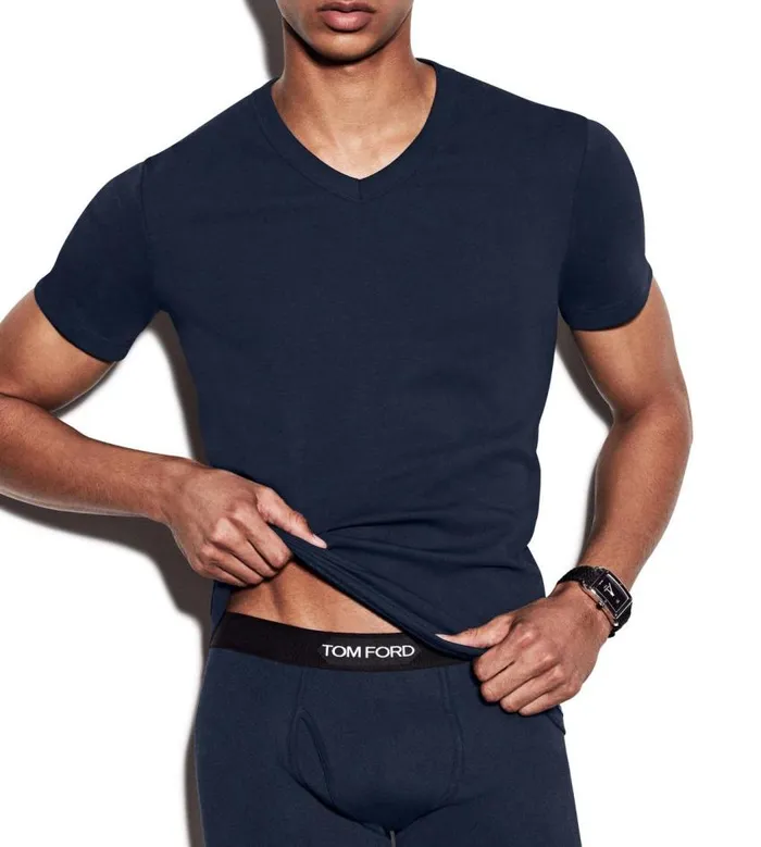TOM FORD TShirts Men COTTON VNECK TSHIRT Navy