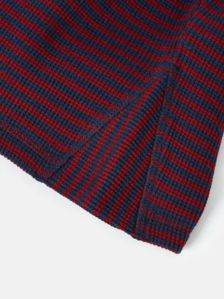 Tops and TShirts Boys Joules Berry Red and Navy Stripe Henley Top