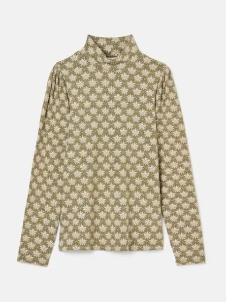 Tops and TShirts Women Joules Green Floral High Neck Jersey Top