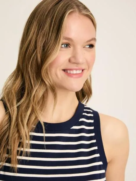 Tops and TShirts Women Joules Navy and Cream Striped Jersey Vest Tops and TShirts Women Joules Navy and Cream Striped Jersey Vest
