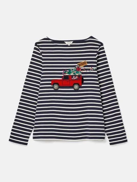 Tops and TShirts Women Joules NavyWhite Boat Neck Breton Top