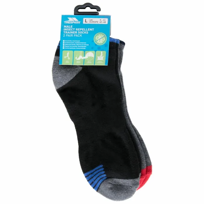 Tracked Insect Repellent Trainer Socks 8211 2 Pack Blackdark Grey Marl Men Trespass Snow Boots
