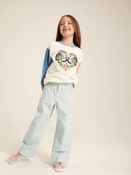 Trousers and Leggings Girls Joules Blue Striped Wide Leg Trousers