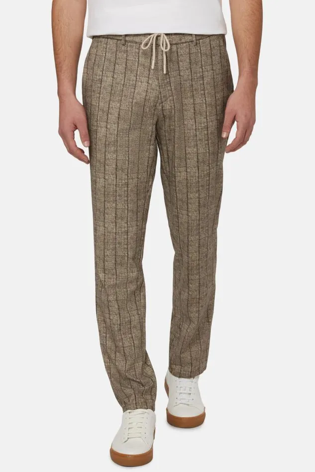 Trousers Men Boggi Milano BTech Stretch Nylon Trousers Taupe