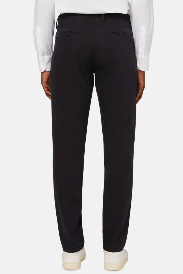 Trousers Men Boggi Milano Stretch CottonTencel Trousers Navy Blue