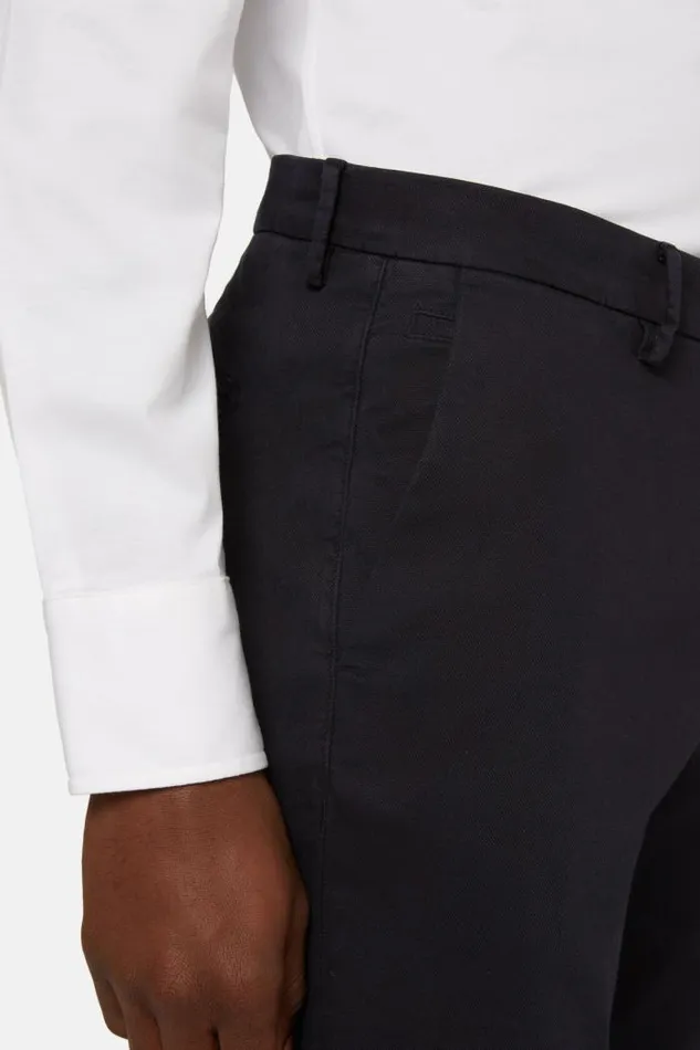 Trousers Men Boggi Milano Stretch CottonTencel Trousers Navy Blue