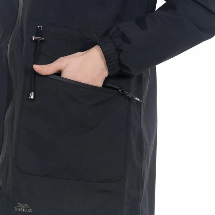 Tweak Long Length Waterproof Jacket Black Women Trespass Casual Jackets